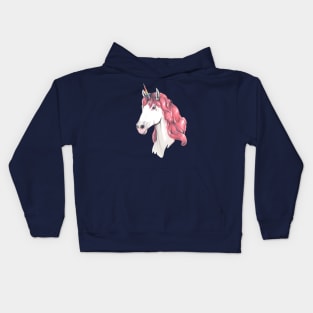 Pink hair unicorn Kids Hoodie